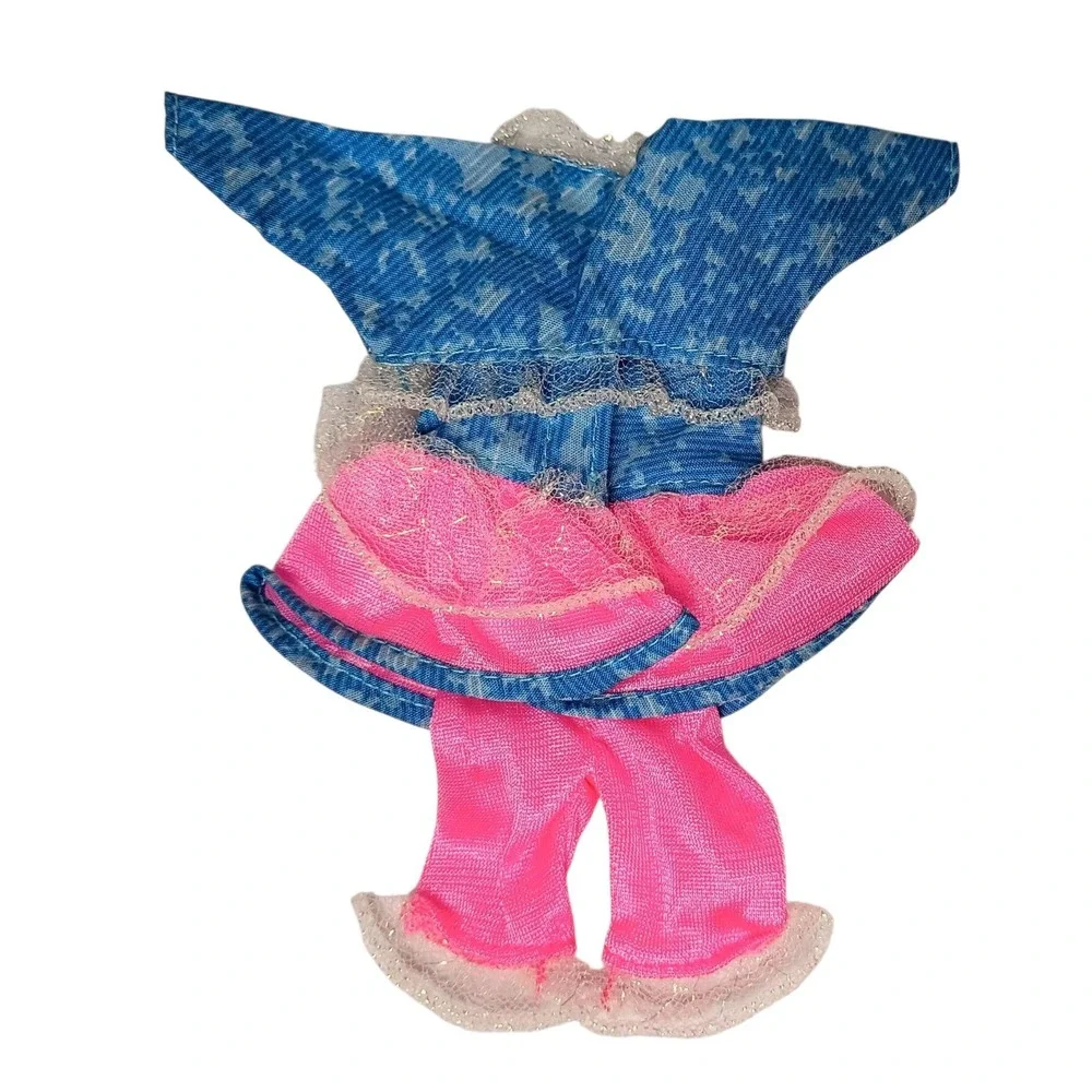 1993 Barbie's Feeling Fun Stacie Acid Washed Jacket, Skirt, & Pants Pink Ruffles